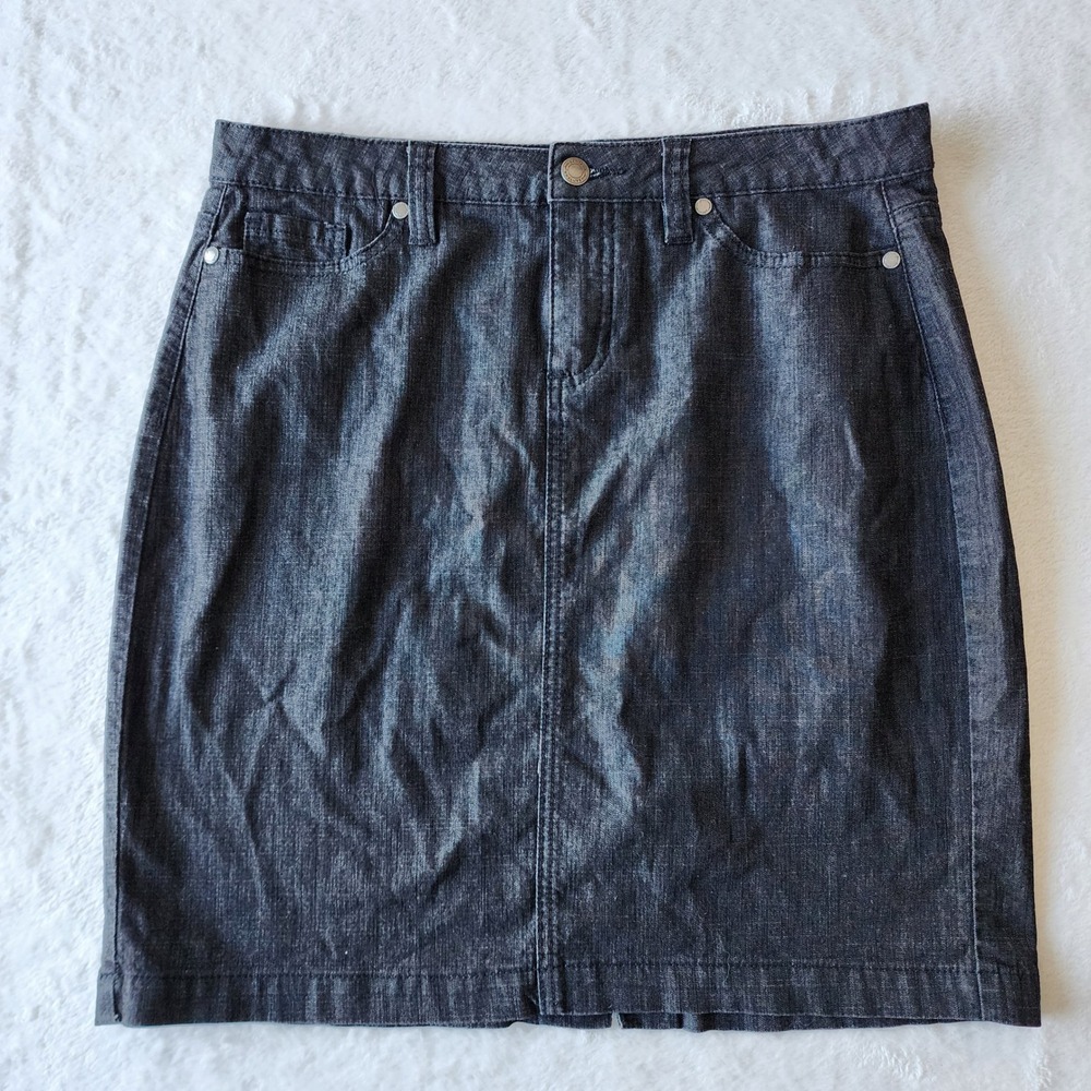 Santana Jeans Denim Skirt Womens 10 Black Stretch Mini Pencil Casual Charcoal